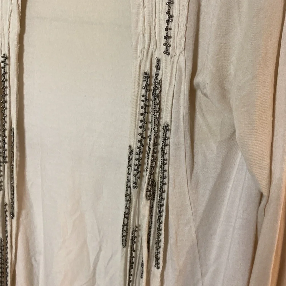 SFERRA Cream Cardigan Sweater Lightweight Knit. Beaded. Size L. Cute and fun!